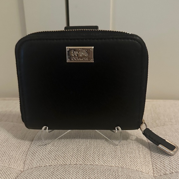 Coach Handbags - Coach Black Leather Wallet with Silver Logo